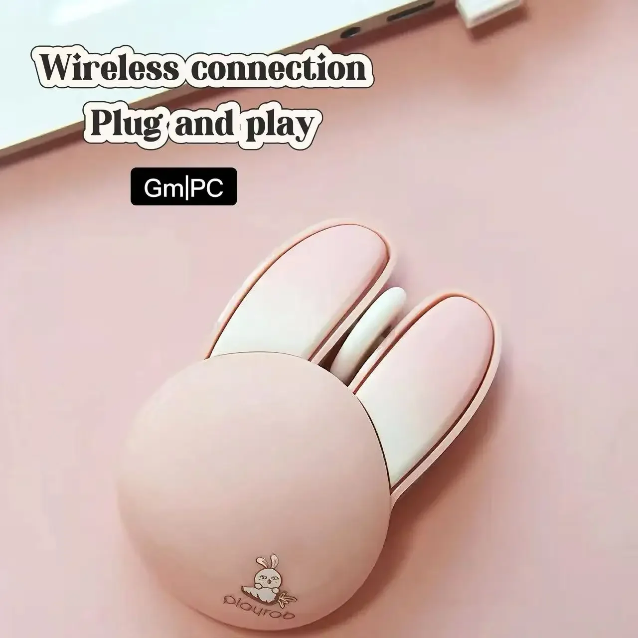Cute Rabbit Ear Wireless Mouse Ergonomic Silent Click Portable Mini Noiseless Mice for Laptop PC Desktop Office Home Girls Gift