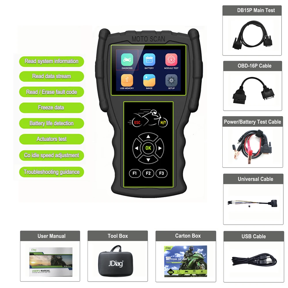 JDiag M100 PRO Motorcycle Scanner Motorbike diagnostic Tool Help to Diagnose Fault Faster Repair Motors M100 PRO Fault Scanner