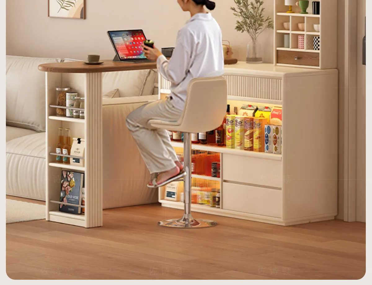 DAS solid wood bar table household small balcony partition narrow island table dining side cabinet integrated sofa side cabinet
