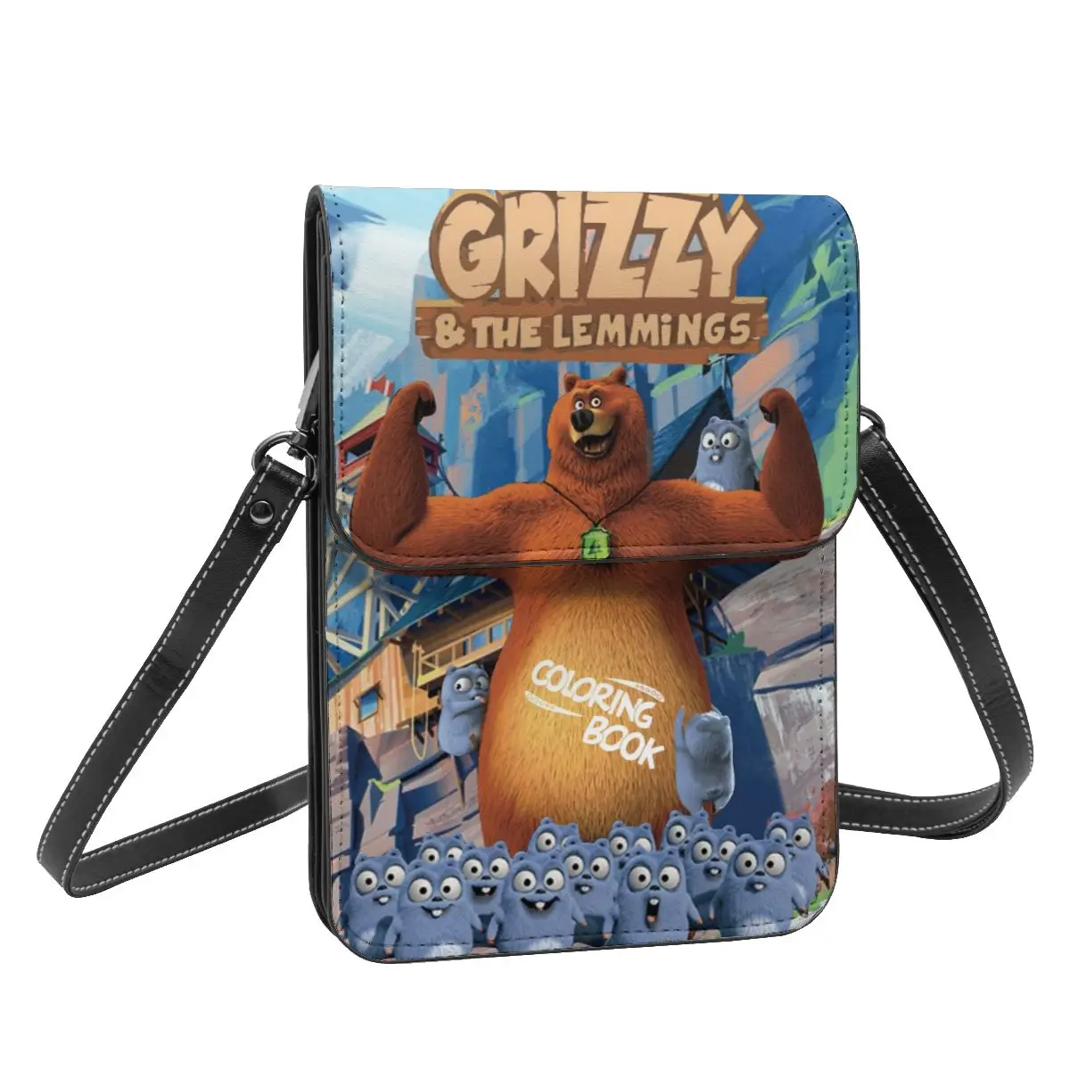 Portefeuille à bandoulière Grizzy N Lemmings, sac à main pour téléphone portable, sangle réglable, sac initié