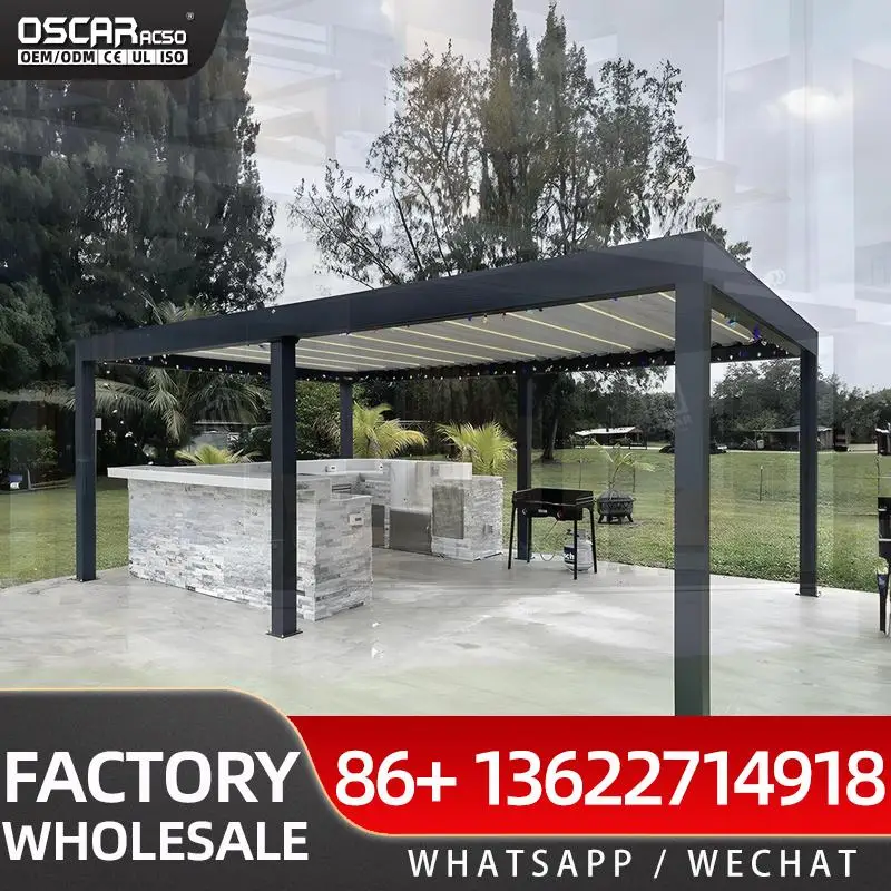 Lean to Crossbar for Pergola Retractable Adjustable Balcony Sunroom for Outdoor Restaurant with Mesh in USA Outdoor Patio Garden