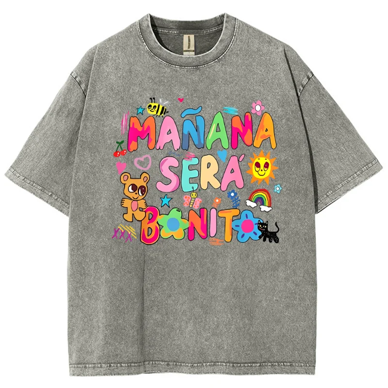 Loose Retro T-Shirt Cartoon Color Letters Rainbow Mouse Print Cute High Gram Weight Shoulder Down Trend New Short Sleeves