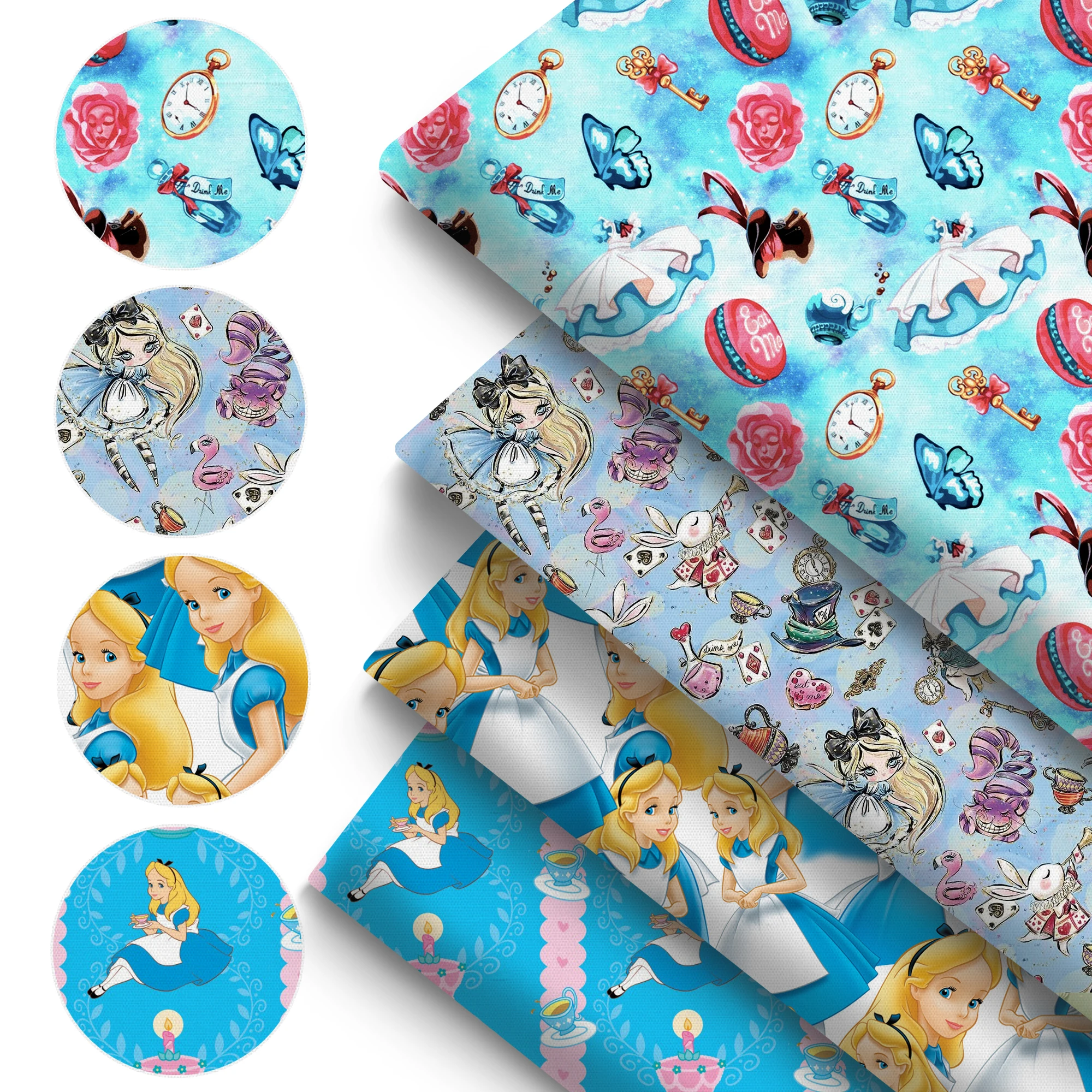 

50*145cm Alice In Wonderland Printed Polyester Pure Cotton Material Patchwork Tissue Sewing Quilting Fabrics Needlework Bag