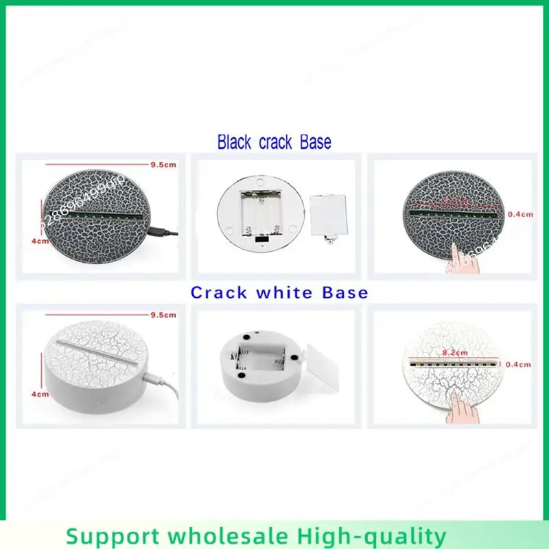 ABSF 3D Night Light Base Colour Changing Luminous Base Light USB Interface Led Light Display Base Night Light Plastic Base