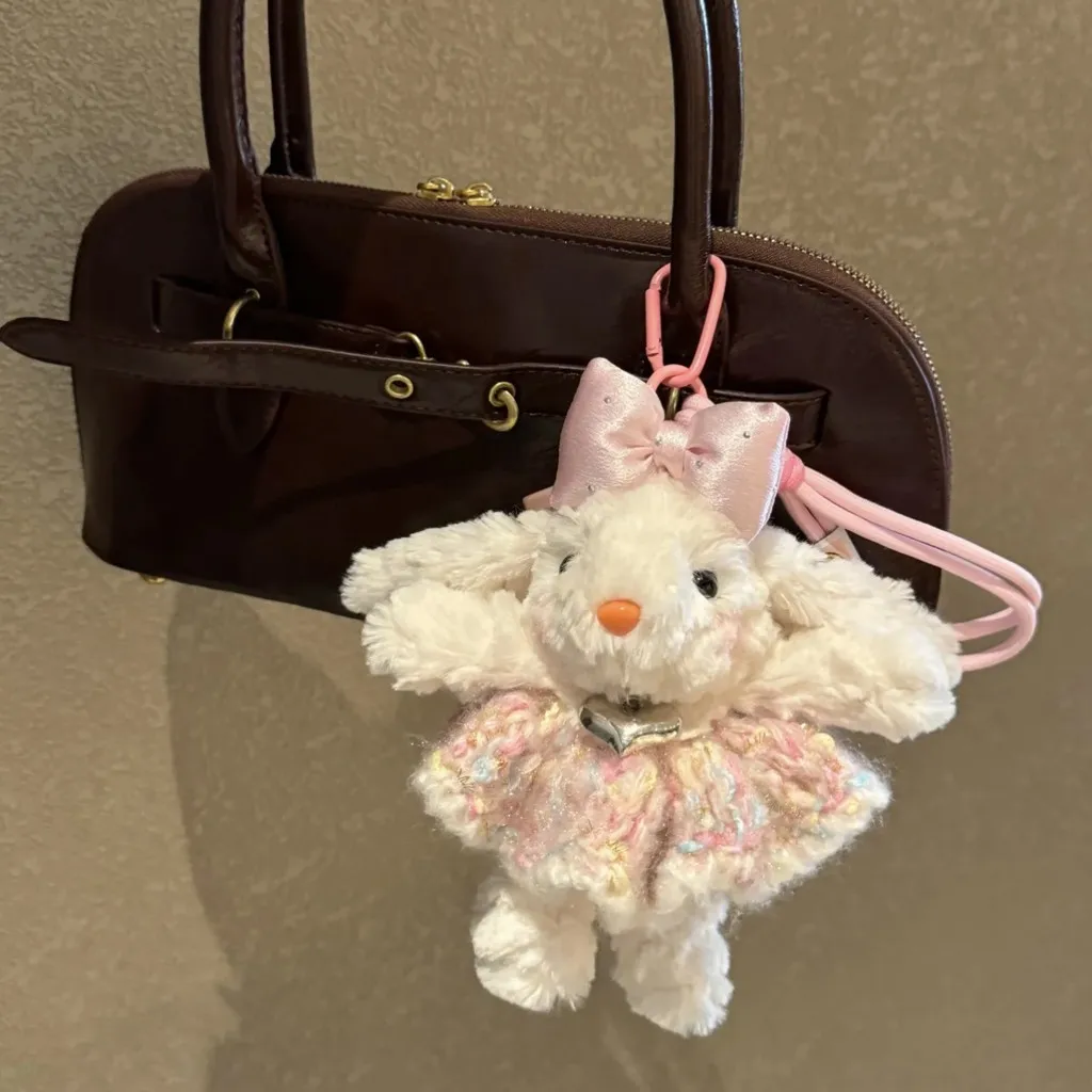 لطيف لوب الأذن أرنب أفخم دمية المفاتيح فتاة حقيبة أرنب ألعاب من نسيج مخملي قلادة #4