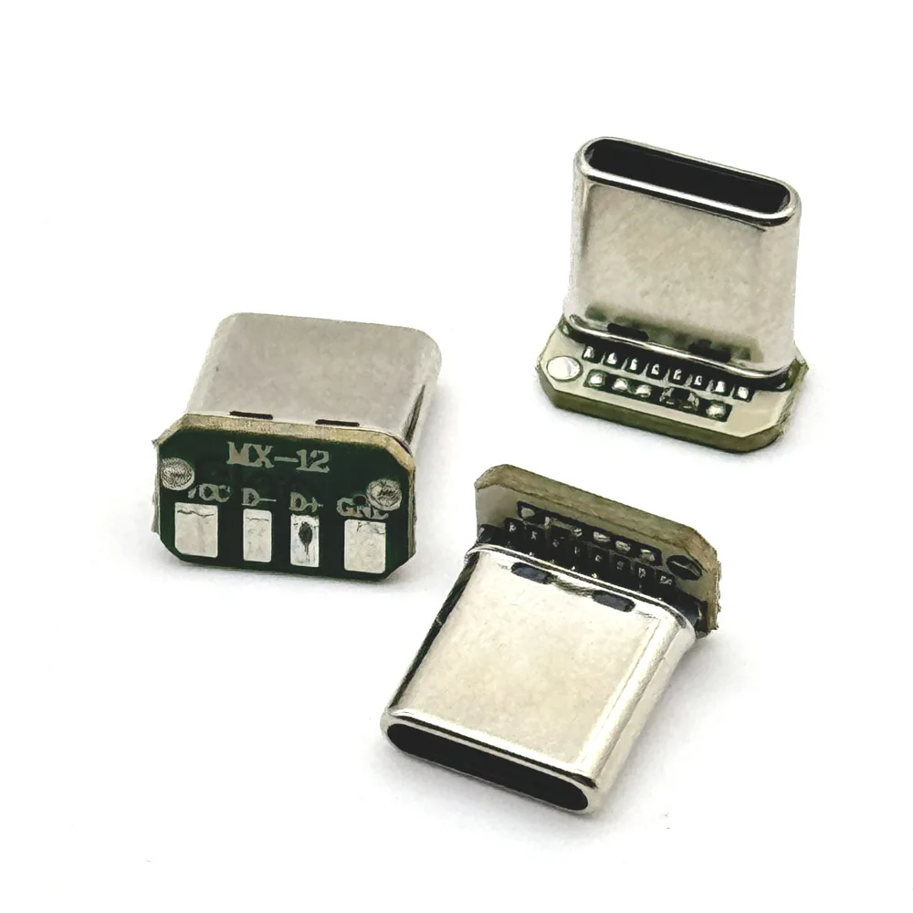 1/20Pcs 16Pin USB 3.1 Type C Male Head Vertical Patch Board 4Welding Wire Data Band PCB USB Board Usb C 16P Connector