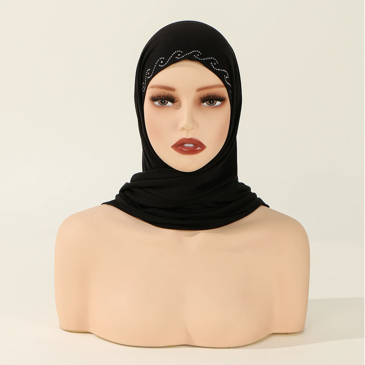 

Rhinestone Cotton Triangle Scarf Muslim Hijab Shawls Woman Soft Wraps Lady Fashion Causal Turban Islamic Jersey Headband