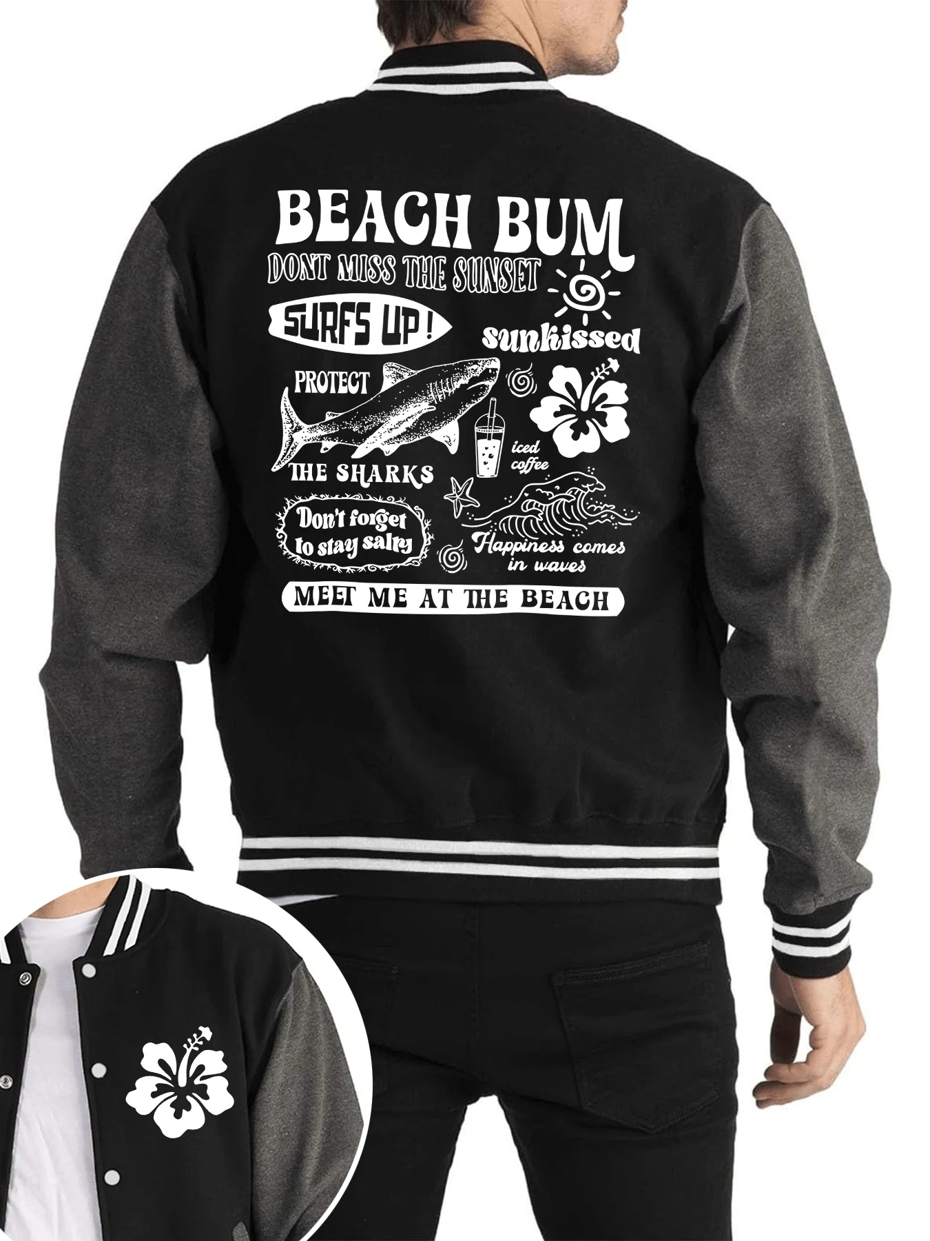 

Женская бейсбольная куртка с принтом Beach Sunset Surfs Up, флисовое пальто в стиле Харадзюку, спортивная повседневная одежда, женские топы большого размера на пуговицах