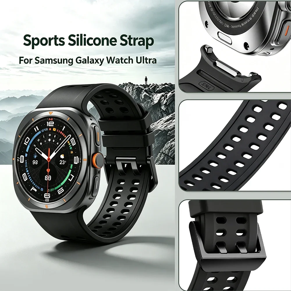 Armband für Samsung Galaxy Watch Ultra 2, 47mm Sport-Silikon-Ersatzarmband, atmungsaktives Armband, Galaxy Watch 2026 Ultra Zubehör – Detail 4