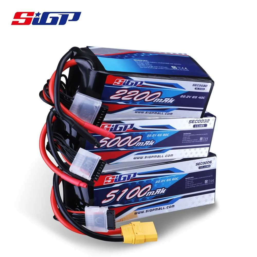 

SIGP 6S Lipo аккумулятор для 22,2 V 2200mAh 5000mAh 5100mAh 40C 60C 80C с RC вертолет самолет FPV Дрон Квадрокоптер гоночный хобби