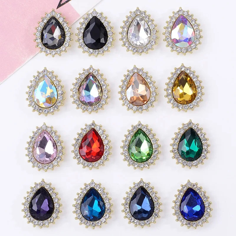 

100Pcs sets fashion luxury bridal wedding dress DIY handmade decorative material water crystal hemming water drop flower plate