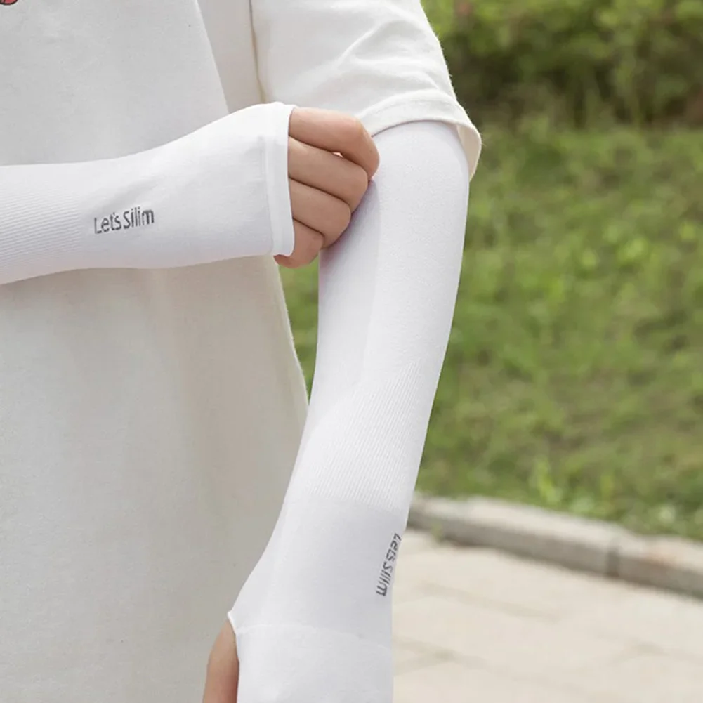 Manchons de Protection contre le soleil pour hommes et femmes, 1 paire, manchons fins et longs pour l\'été, cyclisme, en soie glacée, équipement de
