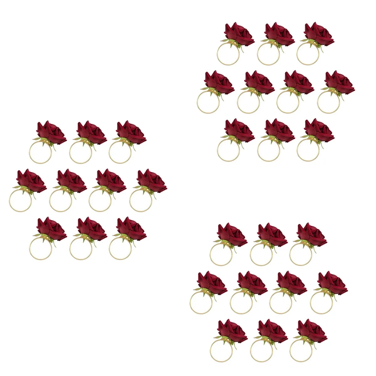 30Pcs Red Rose Shape Towel Buckle Napkin Ring Wedding Valentine'S Day Hotel Table Decor Napkin Holder