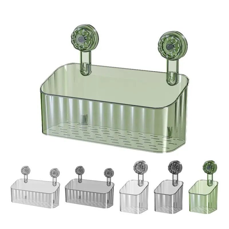 Prateleira de ventosa transparente para papel higiênico e cabelo, Organizador de parede com furo de drenagem, Caixa organizadora de rolamentos fortes