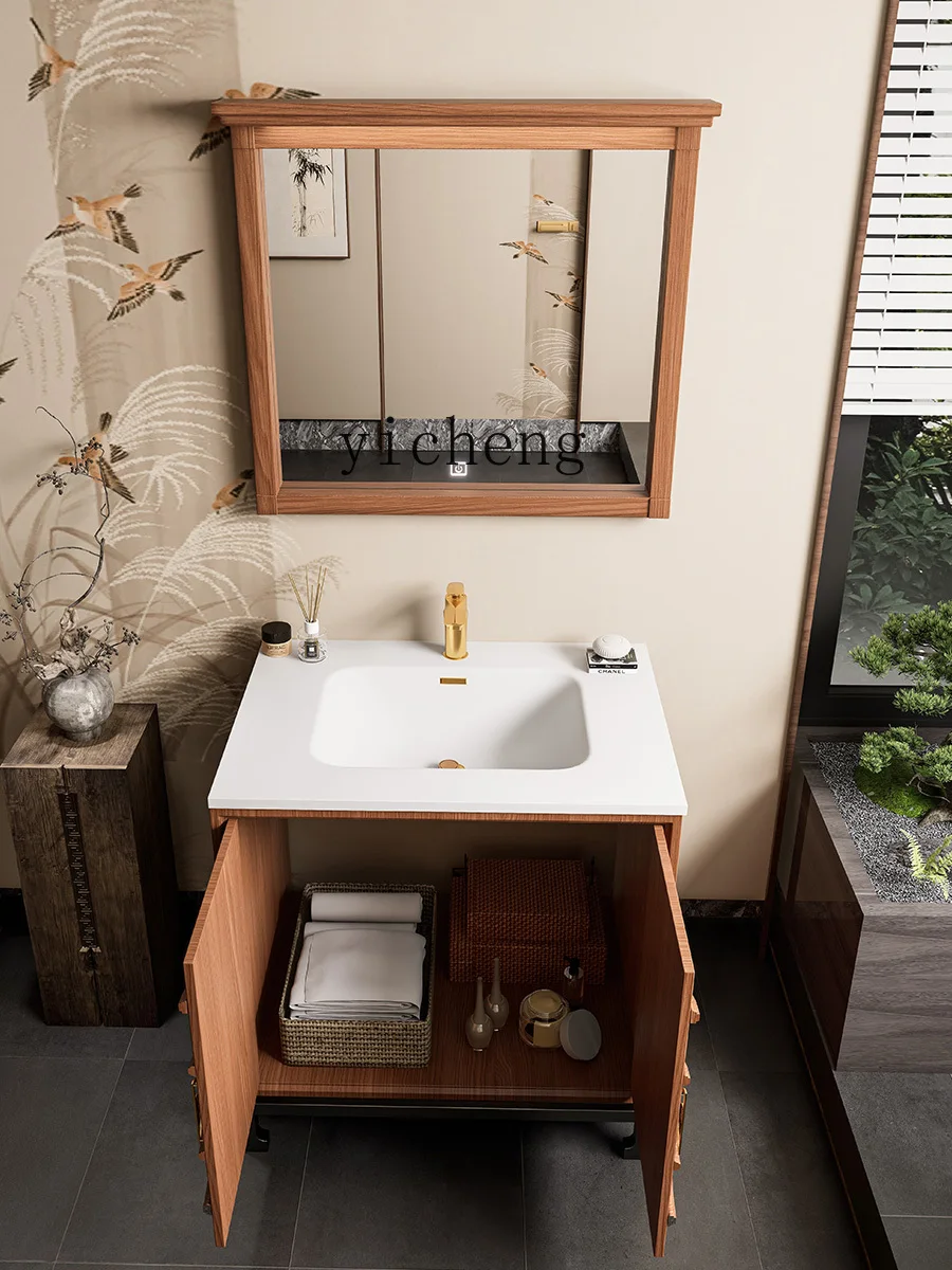 XL1  floor-to-ceiling bathroom cabinet integrated basin rubber wood paint bathroom washstand