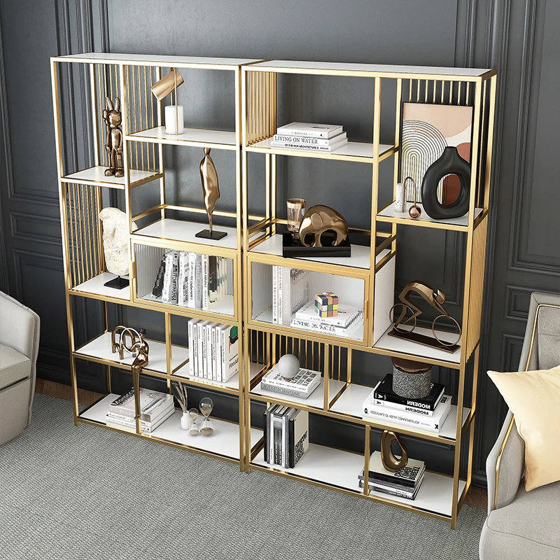 Bookshelf Multi-layer Household Wall-Facing Display Cabinet Display Bogu Shelf Floor-to-ceiling stainless steel metal shelf