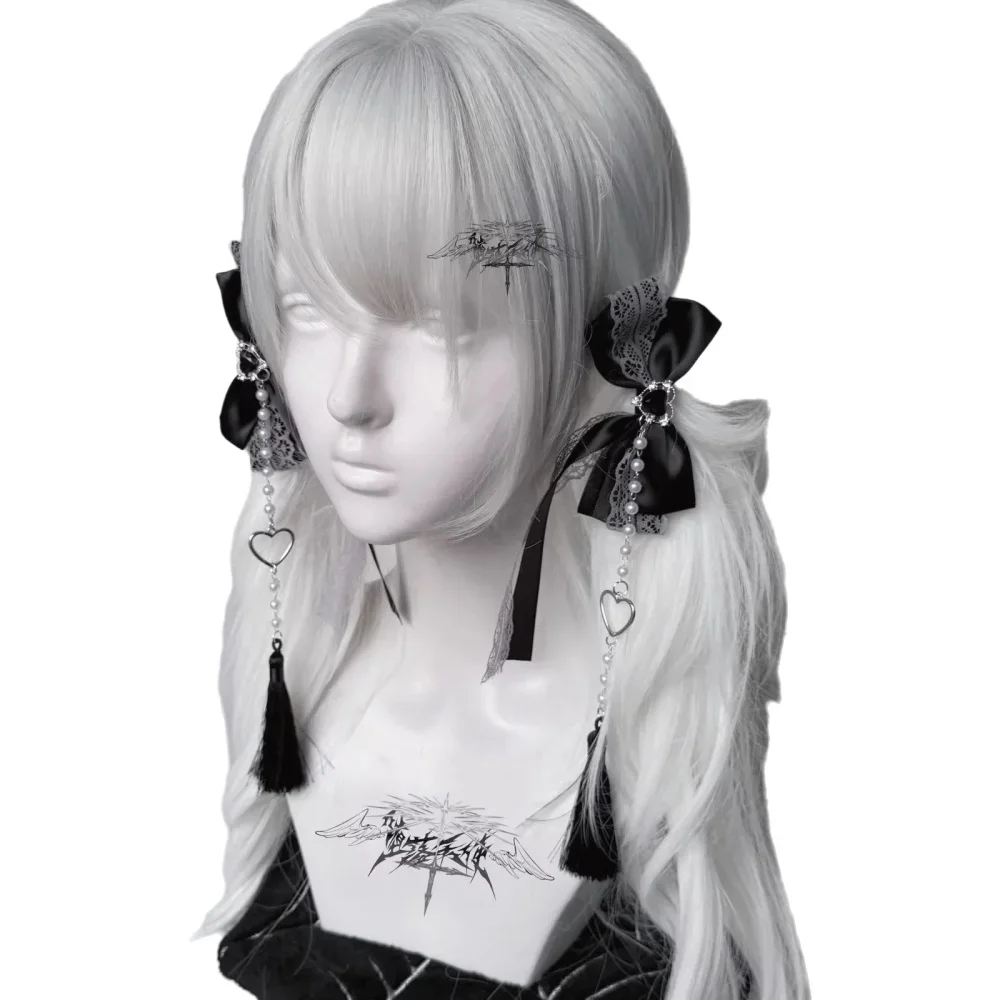 

Оригинальная милая кружевная цепочка ручной работы с бантом, готическая культура, аксессуар для волос со стразами, зажим для края