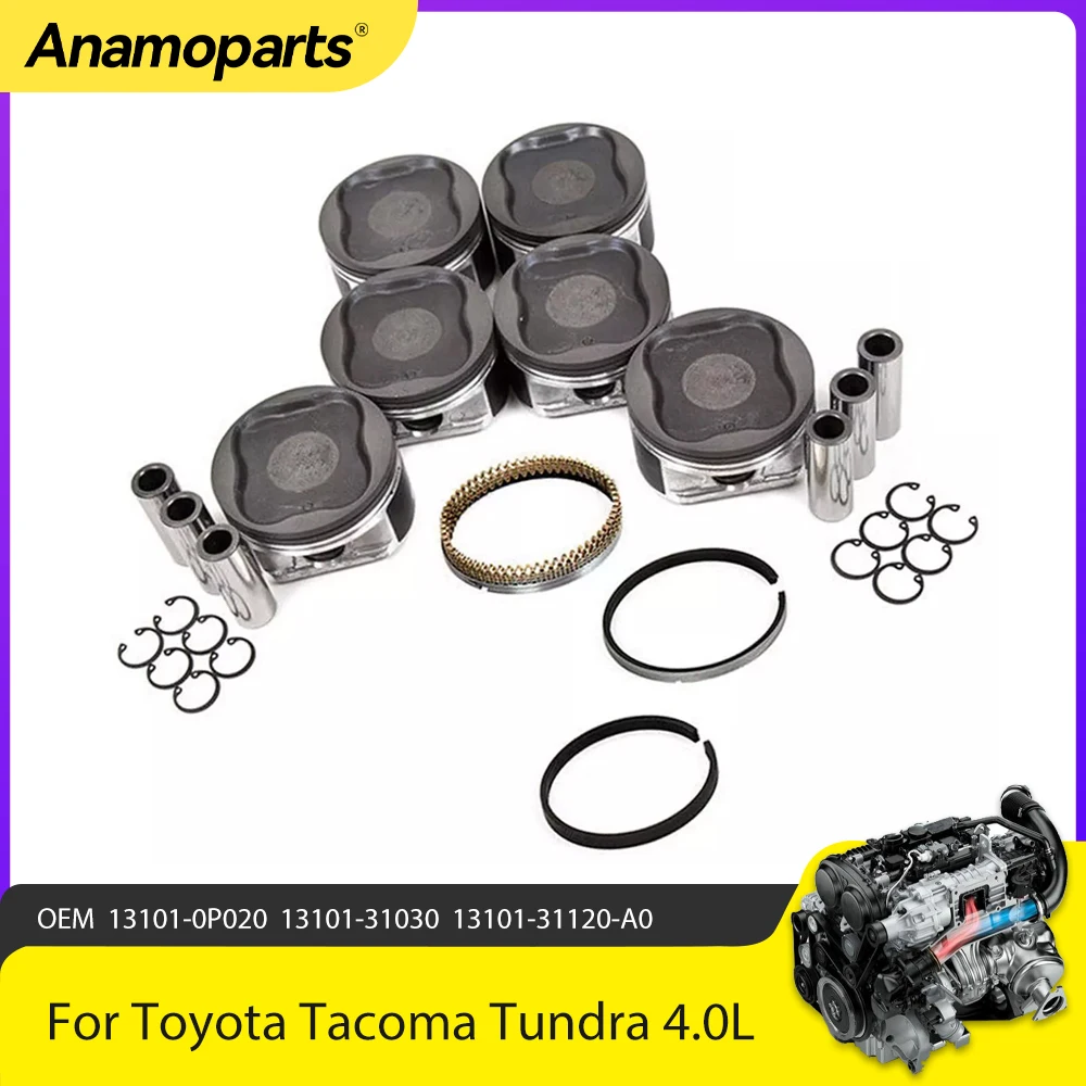 Engine Parts Pistons With Ring Kit Fit 4.0 Gas For Toyota 4Runner FJ Cruiser Tacoma Tundra 4.0L 1GRFE V6 DOHC 13101-31030 03-09