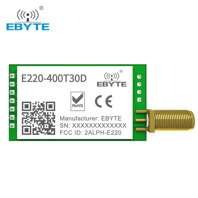 

LoRa LLCC68 Беспроводной модуль 433 МГц 470 МГц 30 дБм Дальний диапазон 10 км RSSI EBYTE E220-400T30D SMA-K DIP UART Передатчик-приемник