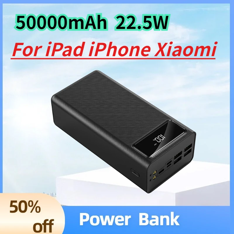

50000mAh Power Bank QC PD3.0 22.5W Fast Charging Powerbank Portable Charger External Battery For iPad iPhone Xiaomi