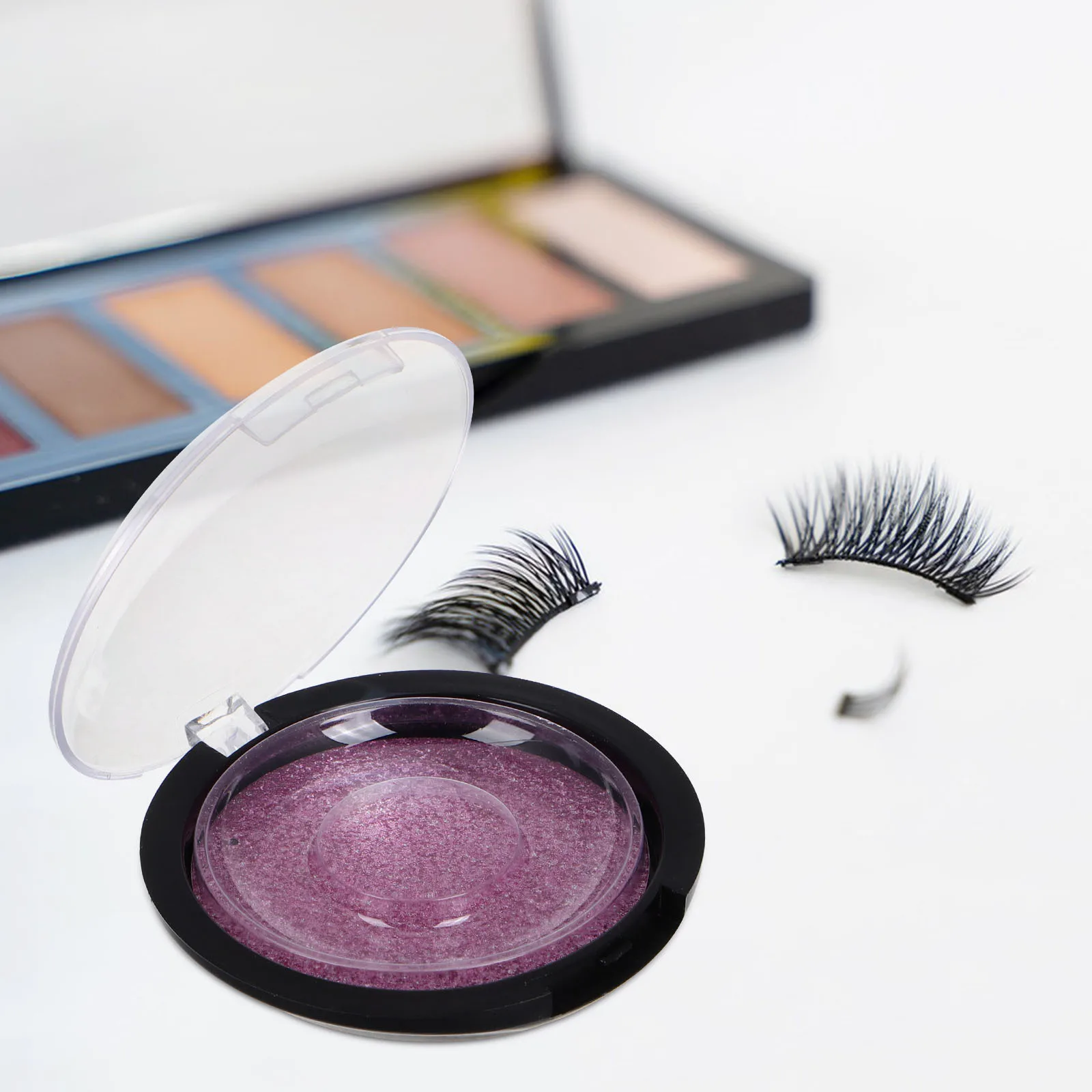 

5Pcs Compact False Eyelash Box Round Lash Container Black Base Clear Lid Portable Travel Makeup Storage Case Eyelash Tray Box