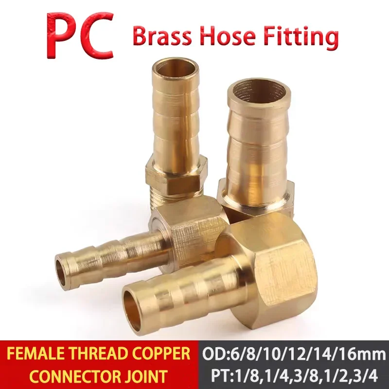Brass Barbed Hose Fitting 4-16mm BSPP Female Thread Adapter 1/8