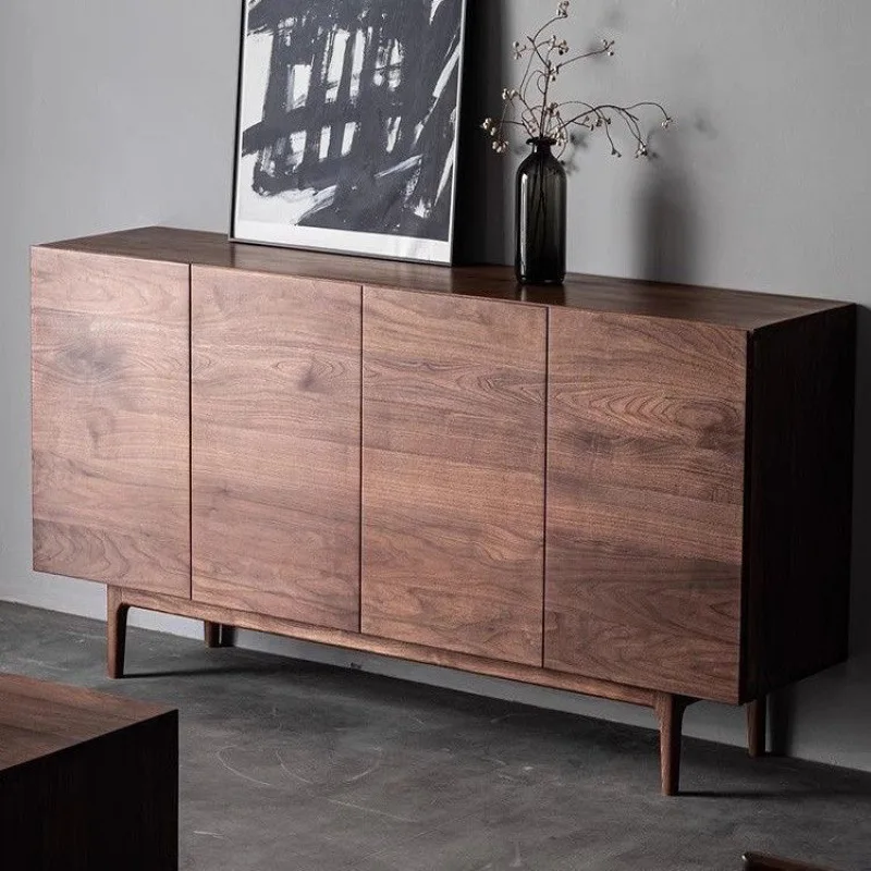 Nordic black walnut solid wood three bucket simple Japanese living room entrance modern bedroom storage dining side