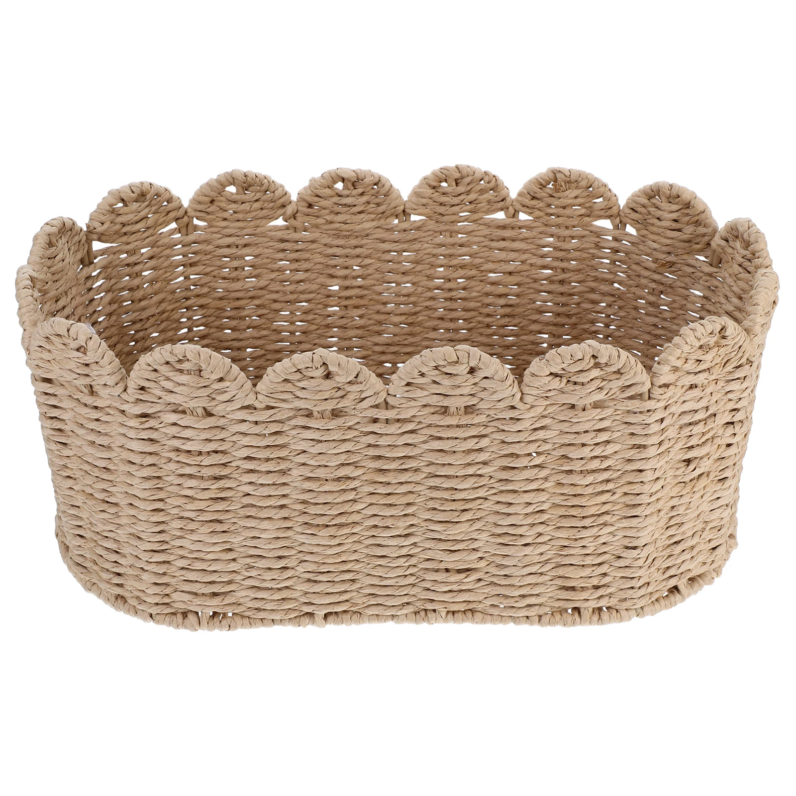 

Paper Rope Storage Basket Beige Small Woven Baskets Multipurpose Organizing Toys Bathroom Bedroom Neutral Color Fan Shaped