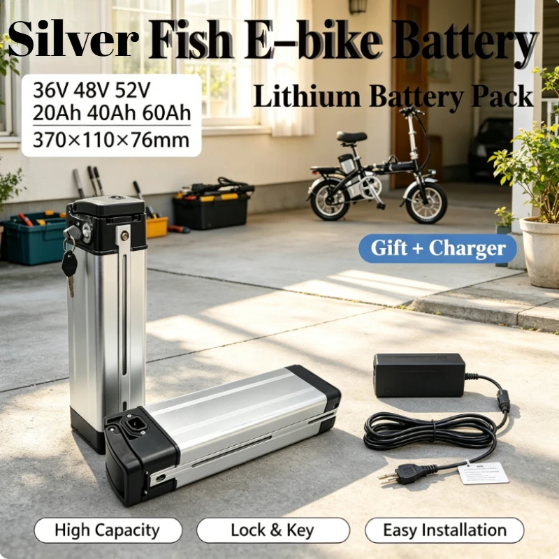 Full Capacity Power 18650 Lithium Battery, Battery Pack Suitable for Silver Fish, 2000W, Air Fast Shipping, 36V, 20ah-60ah