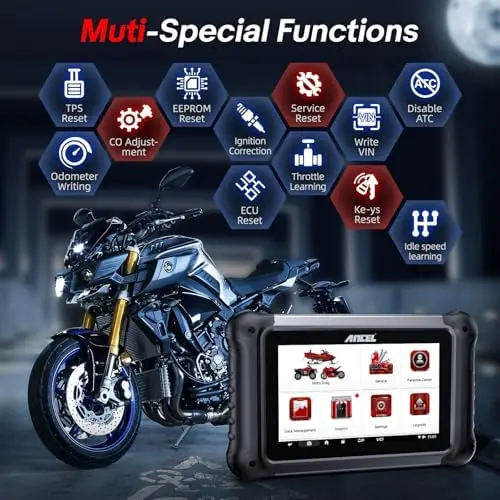 ANCEL MT700 OBD2 Motorcycle Scanner Android 7 16GB Touch Screen Full System Diagnostics Including 35+ Functions Diagnostic Tools