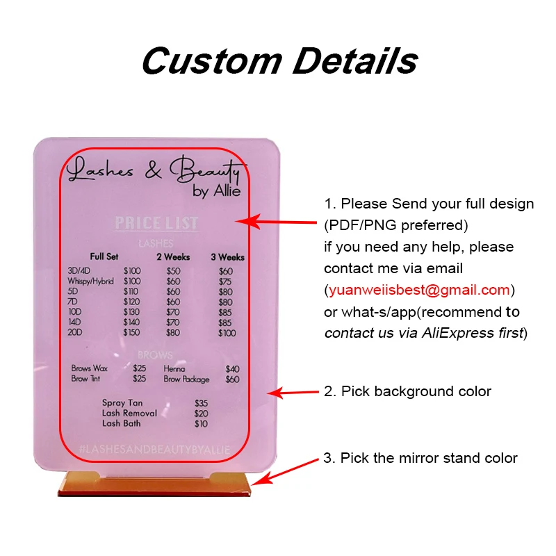 Price Menu of Services Acrylic Price List Sign Display Business Signage Business Price Menu Sign Plaqure for Caffee Pop-Up Shop