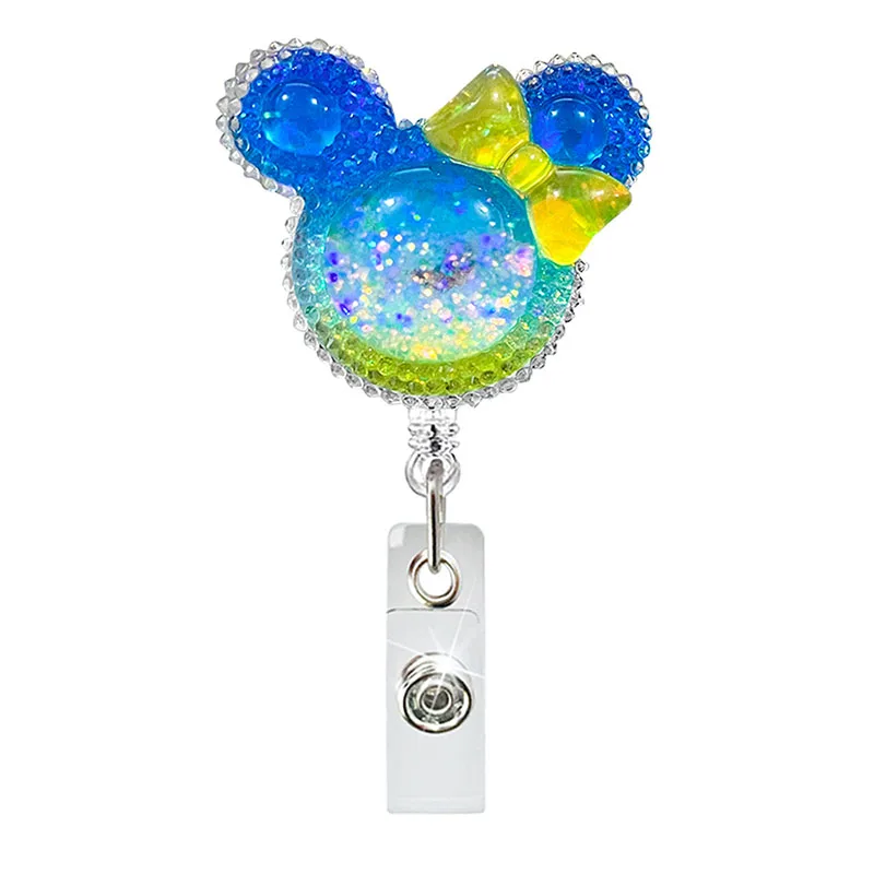 Iridescent Shiny Minnie Retractable Badge Reel Nurse Doctor Card Holder Office Hospital Name Card Supplies