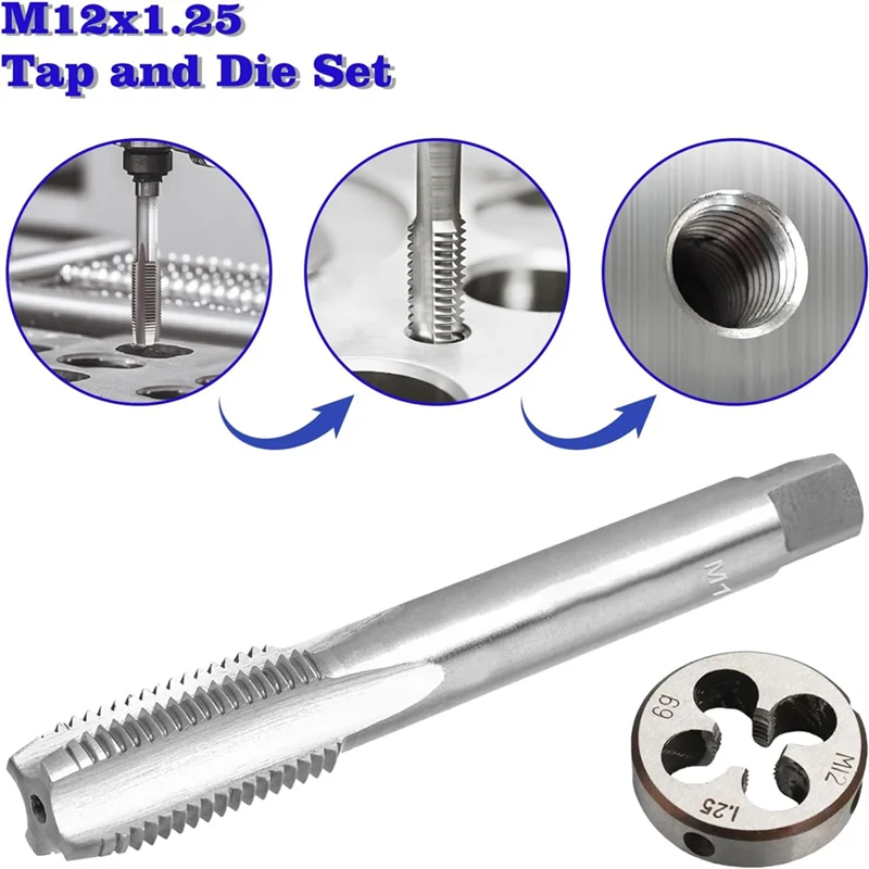 

A74E-M12 X 1.25Mm Metric Tap And Die Set Threading Tool Kit Thread Tap And Round Thread Die