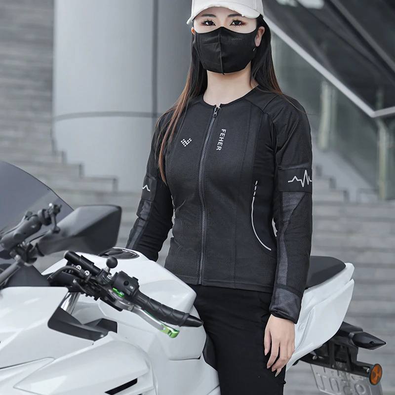 سترة صيفية للدراجات النارية للنساء درع للجسم معتمد من CE سترة دراجة نارية قابلة للتنفس وخفيفة الوزن معطف لسائقي الدراجات النارية