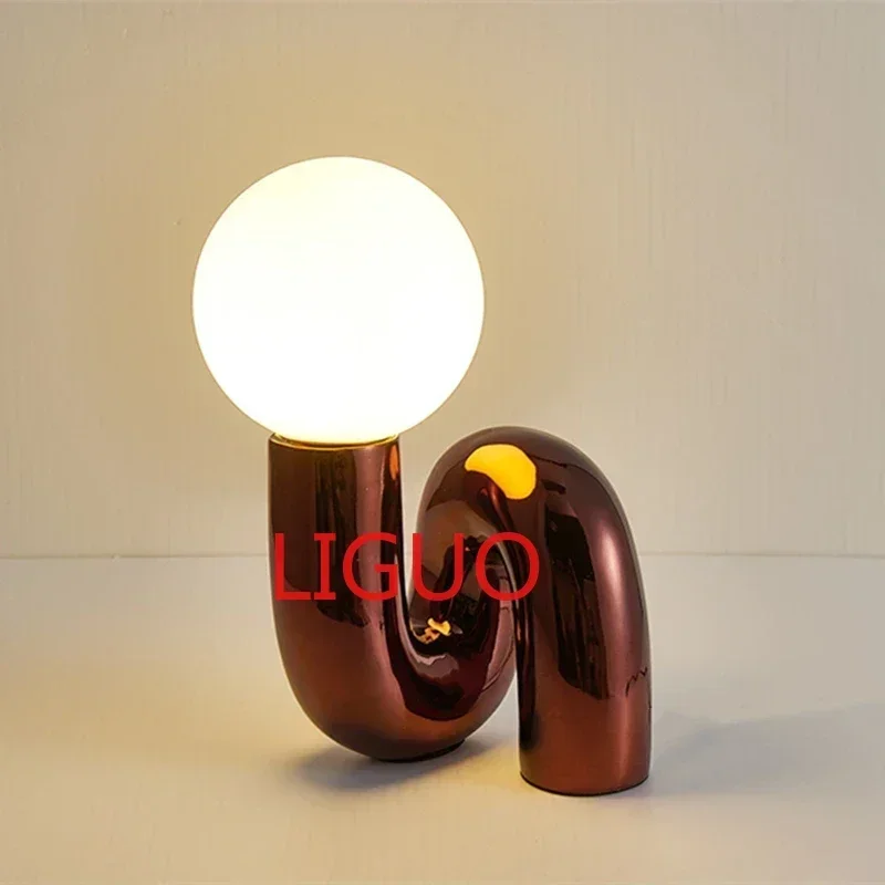 

Modern Led Table Lamp Glass Ball Night Table Lamps For Living Room Bedroom Stady Desk Nordic Home Decor Light Resin Bedside Lamp