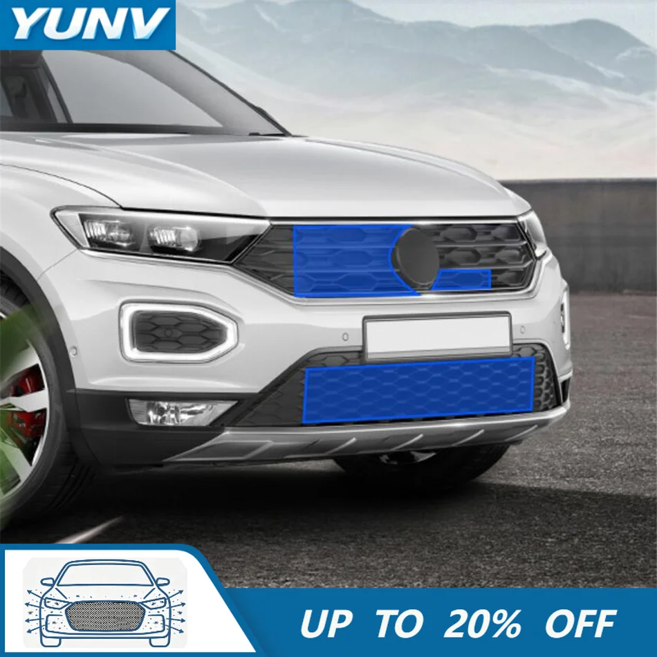 YUNV Front Grille for Volkswagen T-Roc T 2018-2021 Mesh Guard Exterior Front Bumper Mesh Guard Exterior Replacement Accessories