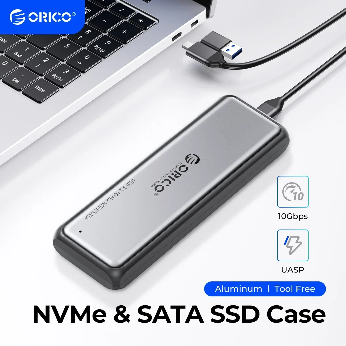 ORICO-carcasa de SSD M.2 NVMe/SATA, carcasa de SSD M2 sin herramientas, 10Gbps, protocolo Dual, funda de unidad de estado sólido para ordenador portátil PS4