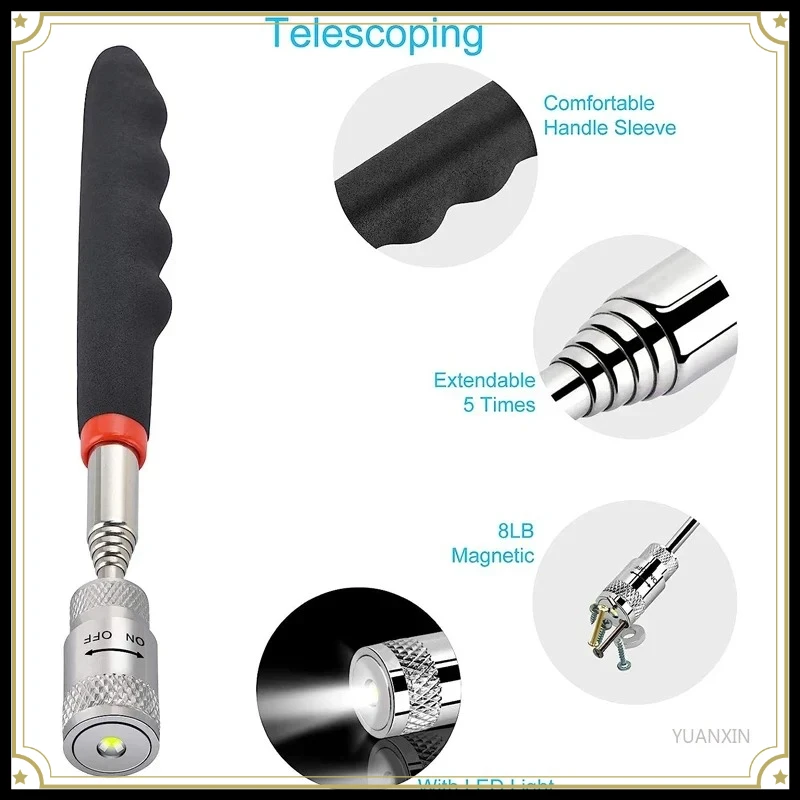 Mini Portable Telescopic Magnetic Magnet Pen Handy Tools Capacity For Picking Up Nut Bolt Extendable Pickup Rod Stick