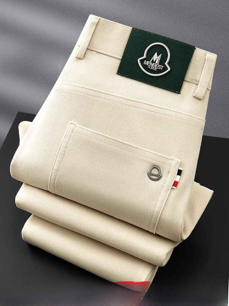 

Summer Thin Hanging Smooth Casual Pants Men's Busin Straight Leg Slim Fit European High End Long Trousers