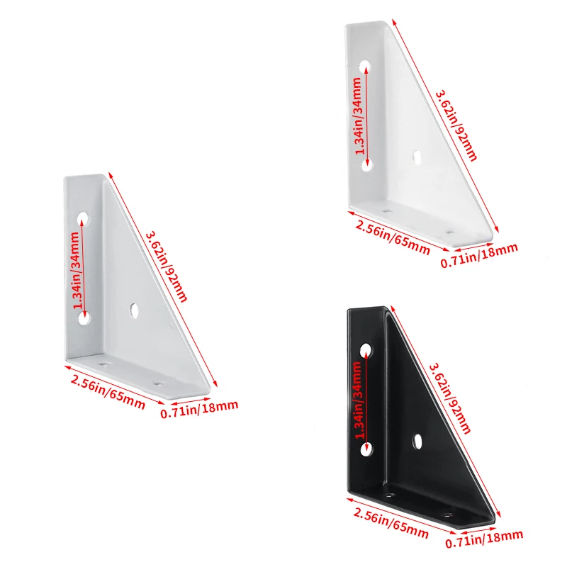 right triangle corner supports white gray black, wooden Furniture Corner Connector Fasteners Suitable for Beds, Cabinets