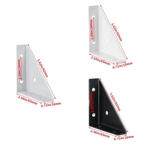 Hörnstöd i höger triangel vit grå svart, trä Möbelhörnkoppling Fästelement Lämpliga för sängar, skåp 12 best sales träkoppling - №5