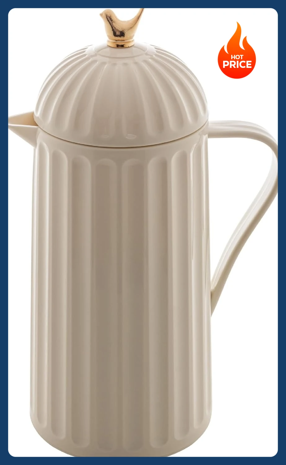 

[Hot Deal!]1 Liter White Bird Thermal Coffee Carafe Plastic Exterior with Glass Lining Insulated Beverage Dispenser for Hot and