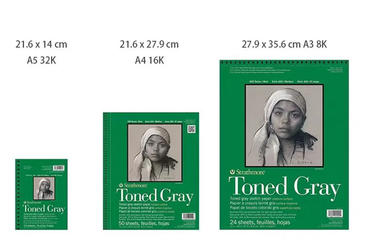 مجلة تقييم: دفتر رسم American Strathmore 400 Series مع ورقة رمادية مُعدَّلة (Toned Gray)