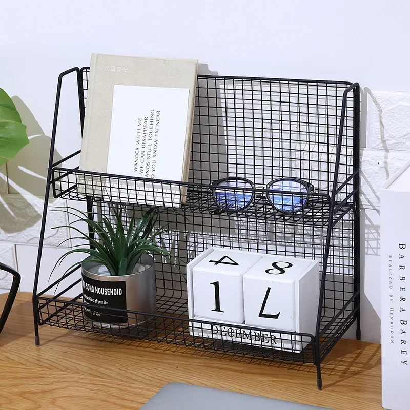 Iron Art Makeup Organizer Two-Layers Jewelry Box Cosmetic Makeup Organizer Box Lipstick Storage Bathroom Table