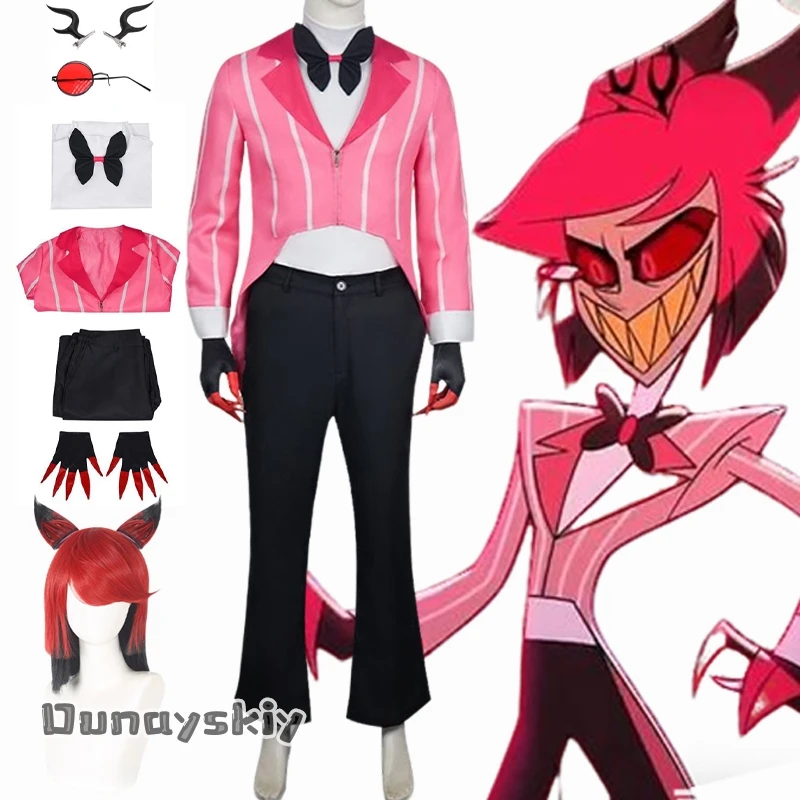 

Аниме Hazzbin2 Косплей Аластор Розовый костюм Костюм Маскировка отеля Униформа для мальчиков и девочек Хэллоуин Карнавал Тематическая вечеринка Платье