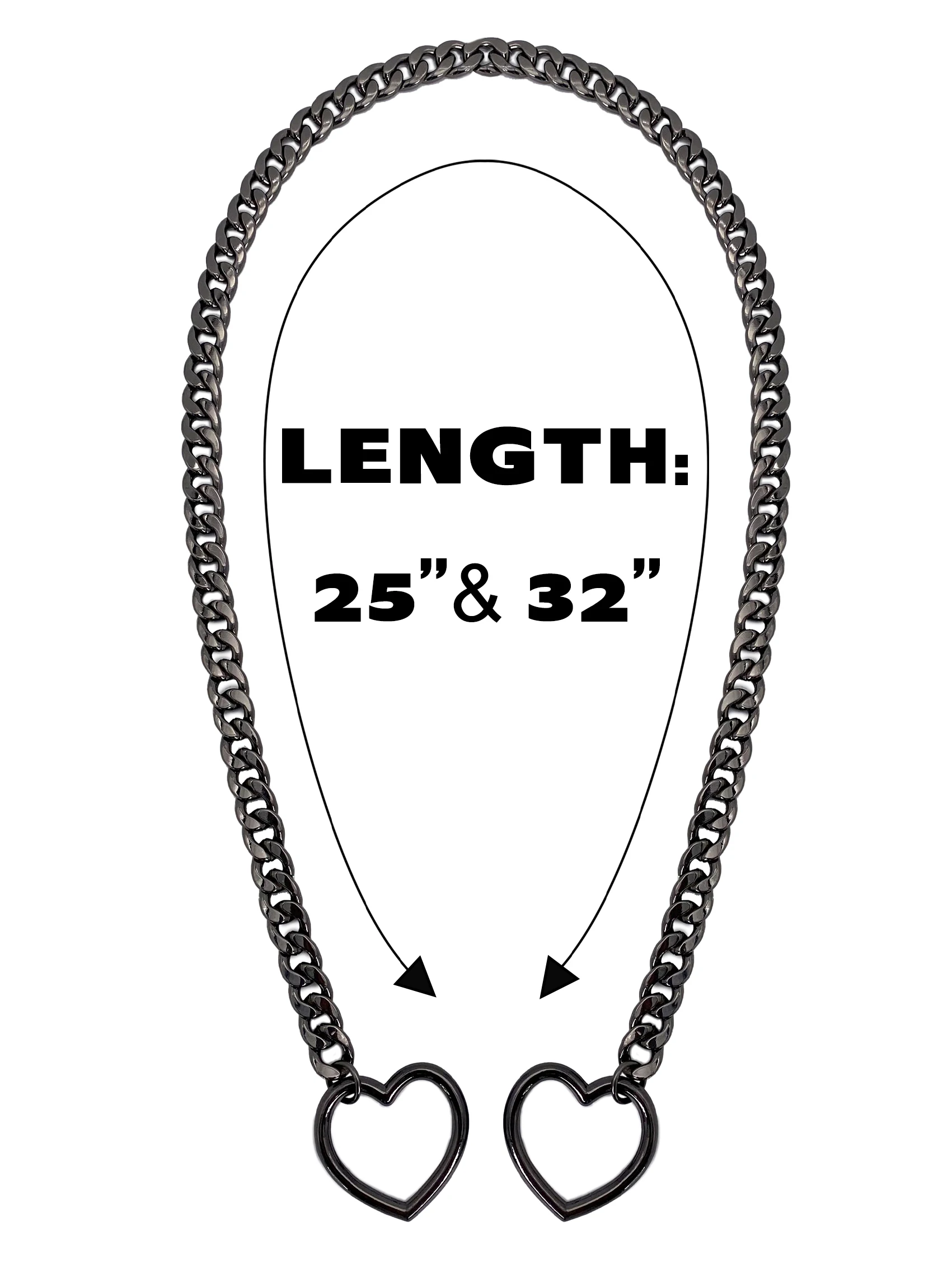 Heart O-Ring Slip Chain Necklace For Women, Punk Rock Stainless Steel Cuban Long Necklace Jewelry, Adjustable Lariat Y-Necklace