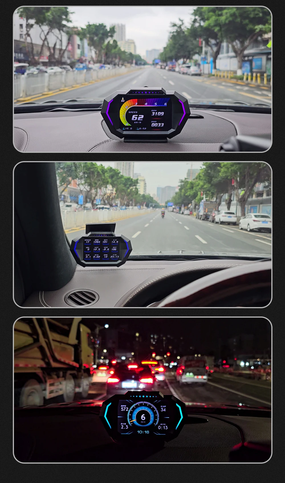 OBDII Smart Digital Tachometer Meter HUD P24 Auto Head Up Display OBD + GPS System Neigungsmesser Kraftstoff Verbrauch Übergeschwindigkeit alarm – Detail 26