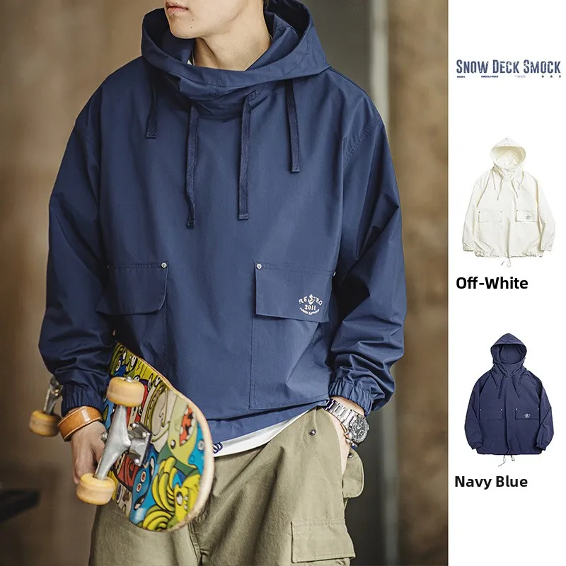 

Maden American Retro De Jaet Hoodie Men's Outdoor Windproof Spring Autumn Casual Loose Fit Sweatirt Pure Color Hat