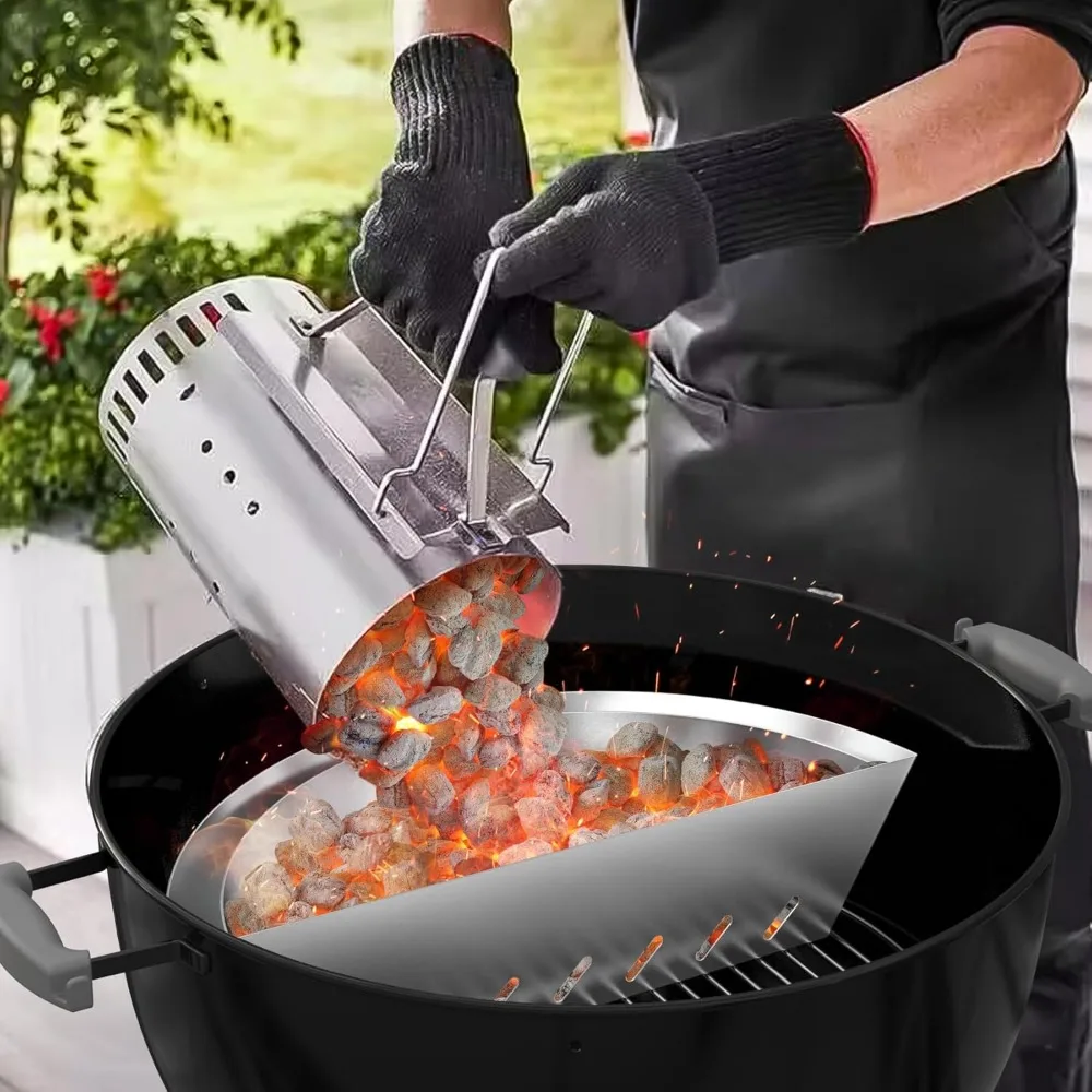 سلة شواية فحم من الفولاذ المقاوم للصدأ مع وعاء مياه لشوايات غلاية ويبر مقاس 22/26 بوصة