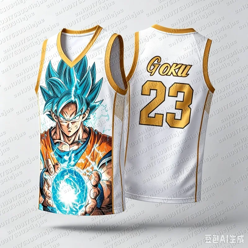 Dragon Ball Goku Super Saiyan Blue Basketball Jersey Men 3D Print Sports Vest Anime Streetwear Tank Top Family Matching Outfits